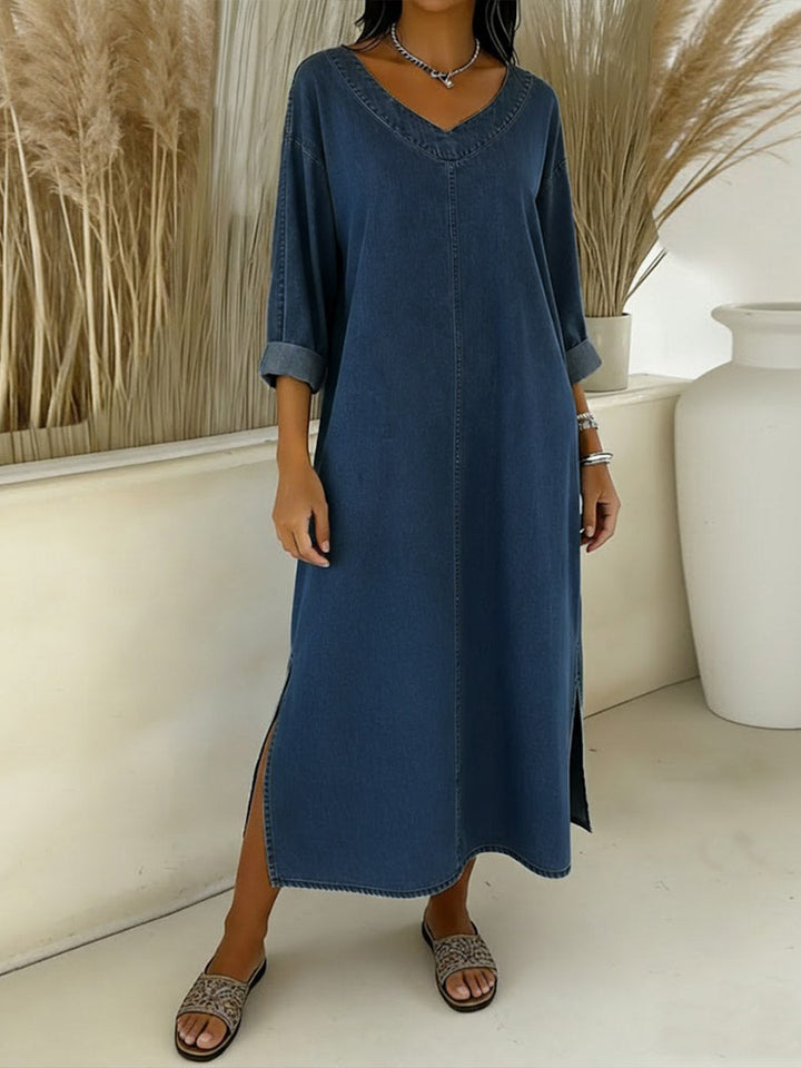 Valeria | Vestido vaquero fluido con escote en V