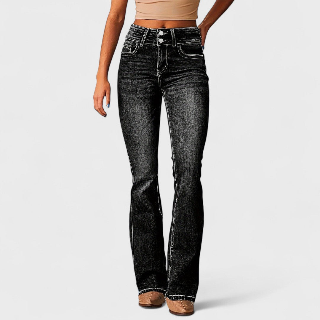 Marylène - Jeans de cintura alta de pierna ancha a la moda