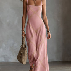 Vittoria vestido maxi geométrico rosa