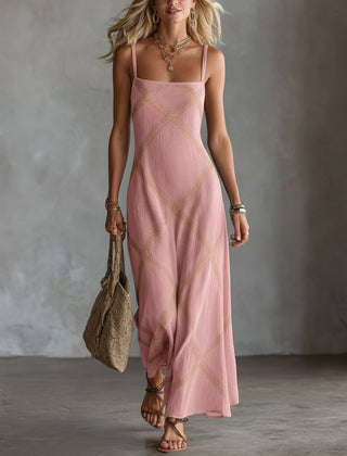 Vittoria vestido maxi geométrico rosa