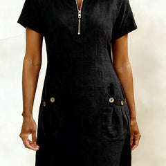 Leliana vestido de algodón y lino negro