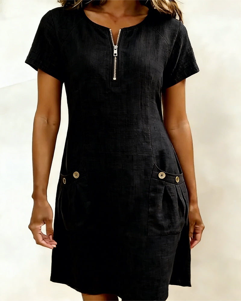 Leliana vestido de algodón y lino negro