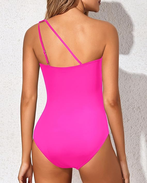 Espalda del bañador Grace en fucsia con tirantes finos ajustables