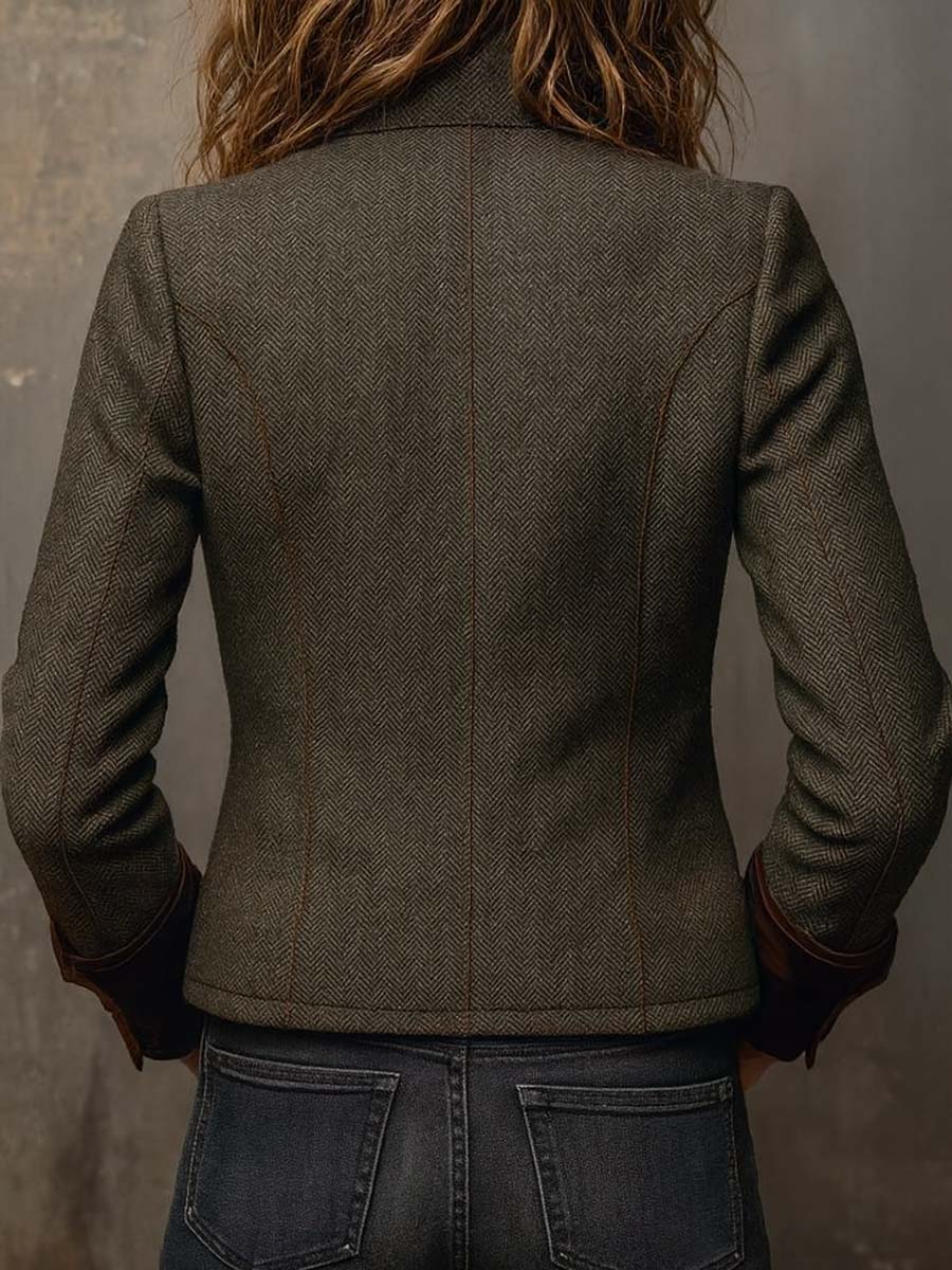 Dolores | Blazer de Sarga con Ribete en Contraste