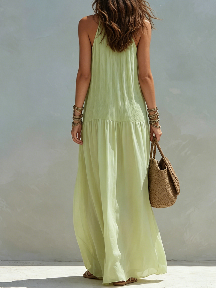 LIVIA | Maxi Vestido Boho Verde Pistacho