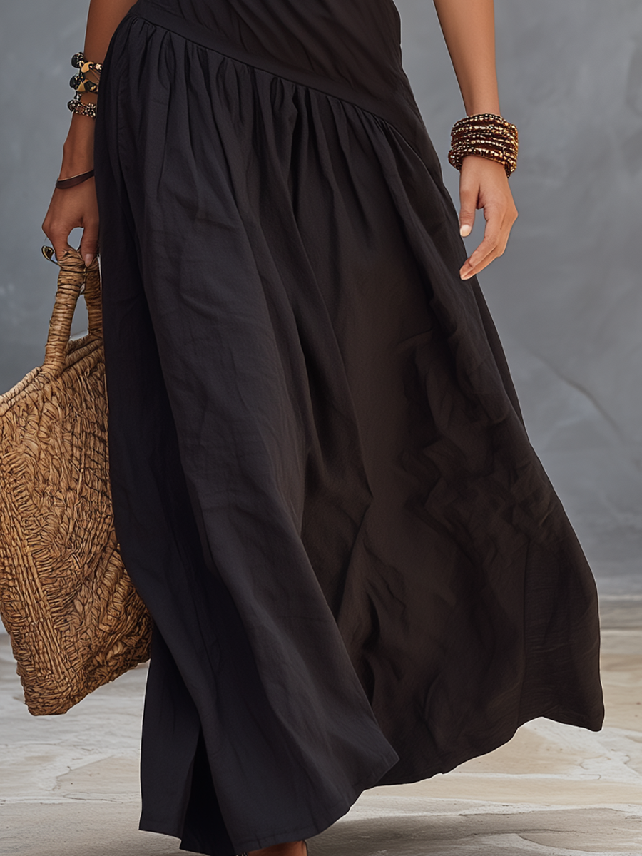 SELENA | Maxi Vestido Monospalla Negro