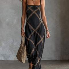Vittoria vestido maxi geométrico negro