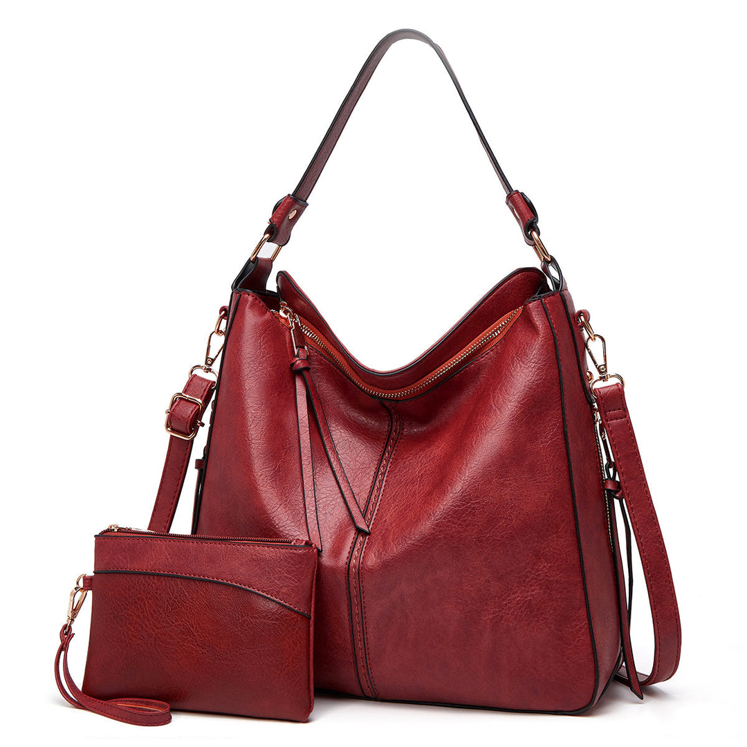 Bolso | De mano de cuero de lujo antirrobo tipo hobo + Cartera pequeña GRATIS