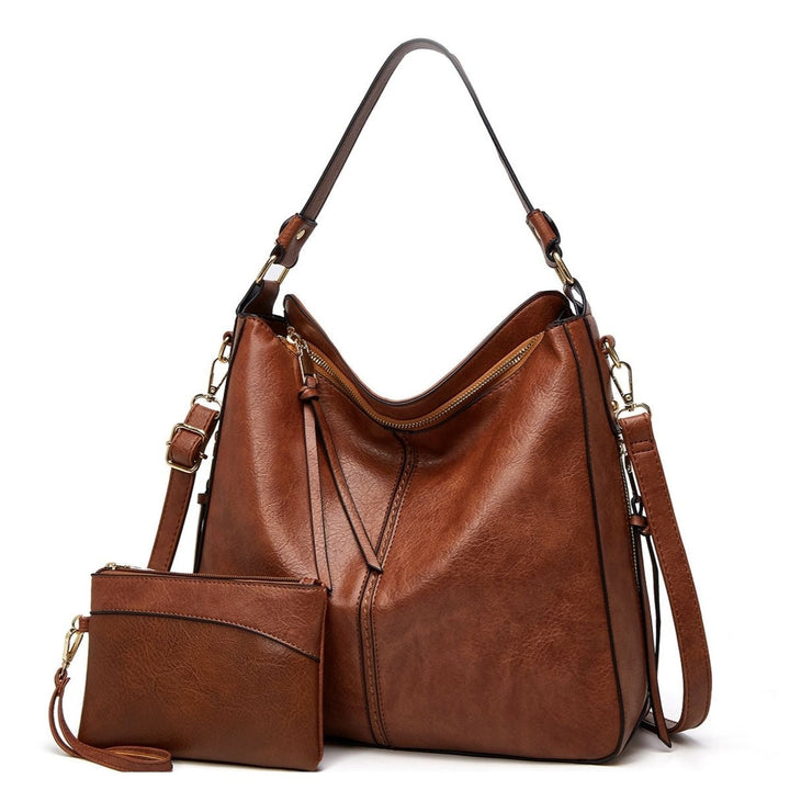 Bolso | De mano de cuero de lujo antirrobo tipo hobo + Cartera pequeña GRATIS