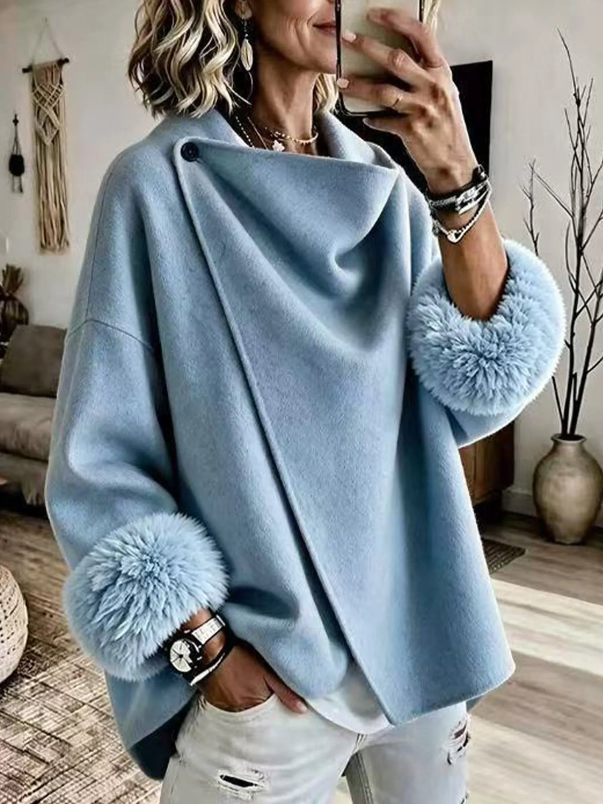 Celia | Chaqueta Elegante con Puños de Pelo Sintético