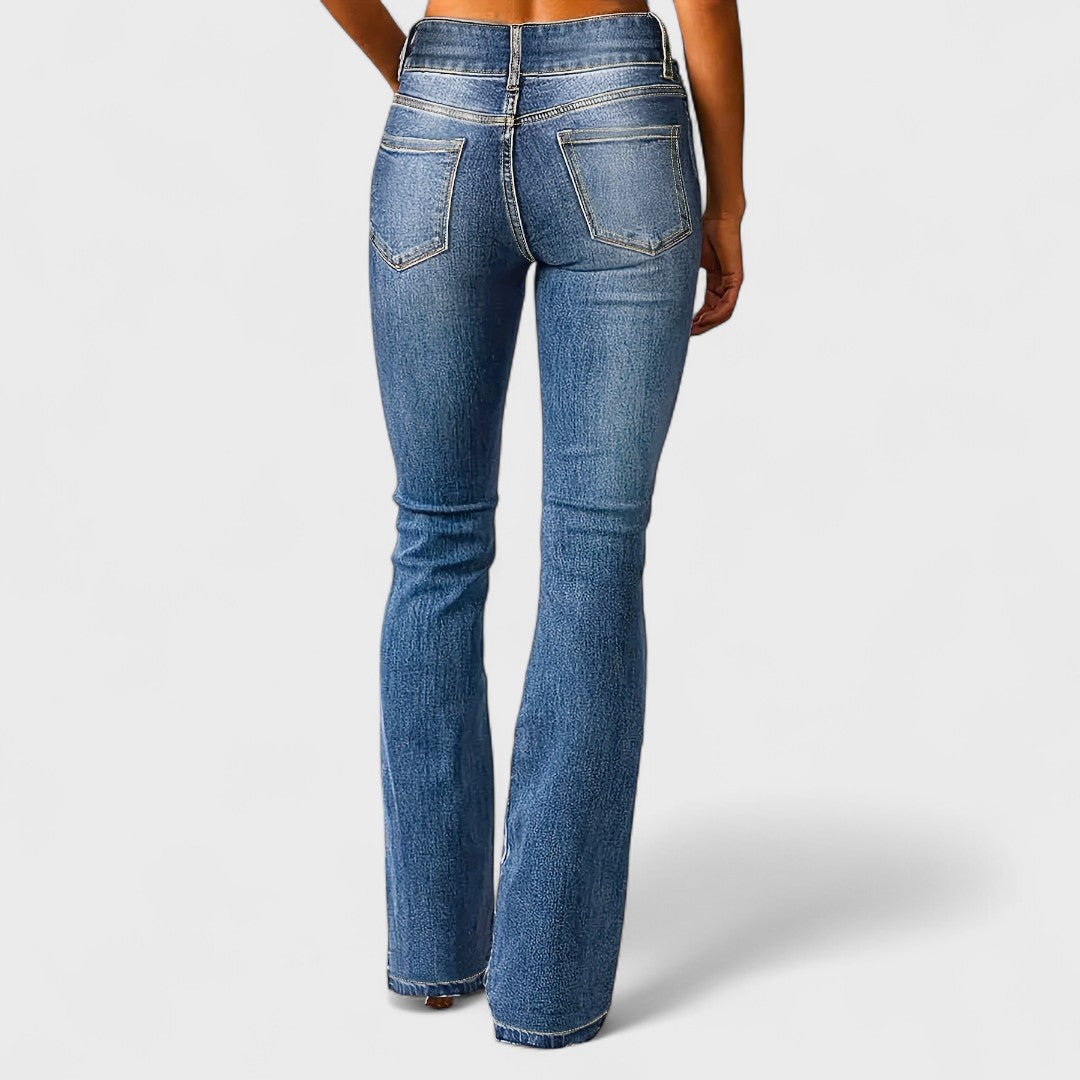 Marylène - Jeans de cintura alta de pierna ancha a la moda