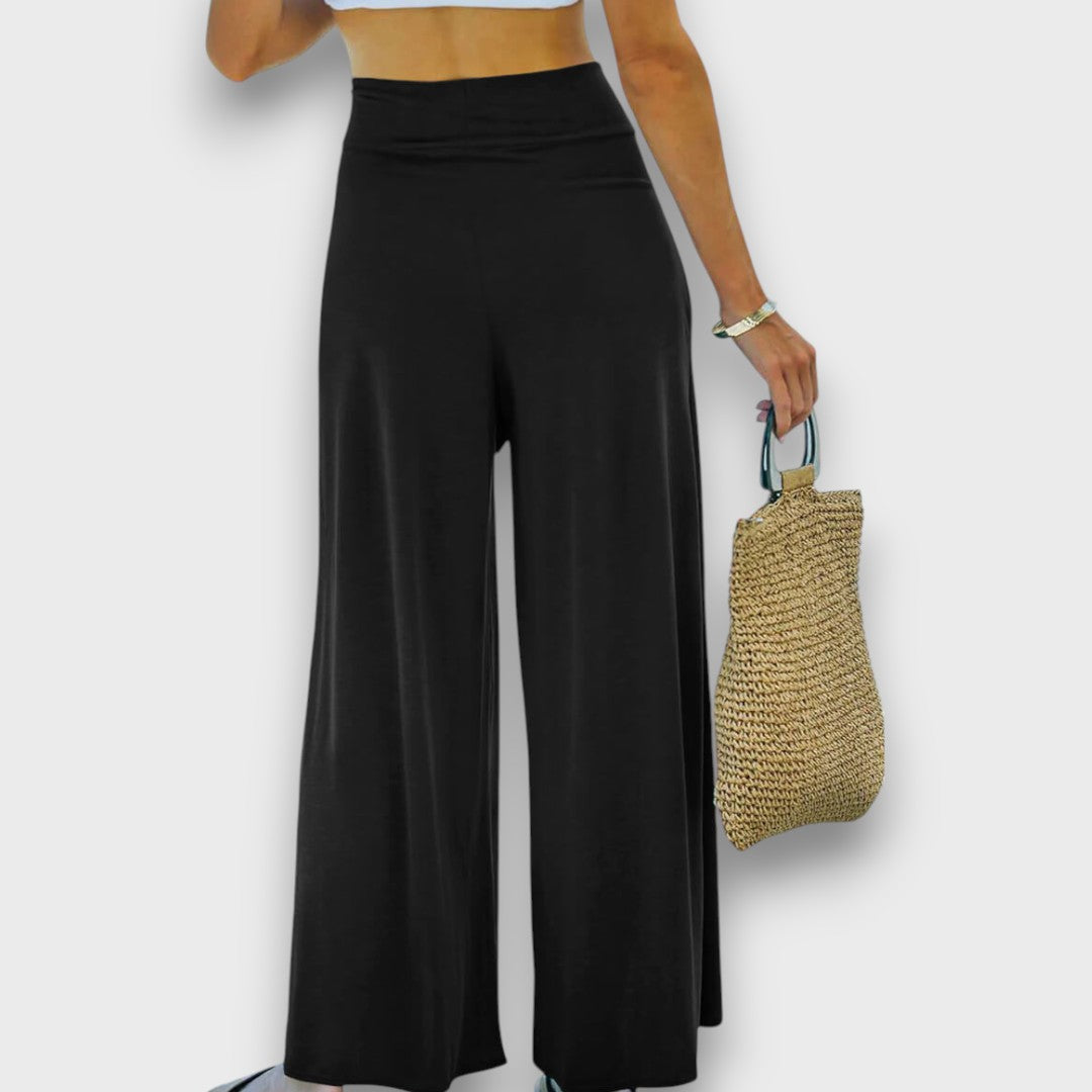 Narella – Pantalones de verano con efecto cruzado y cinturilla para anudar