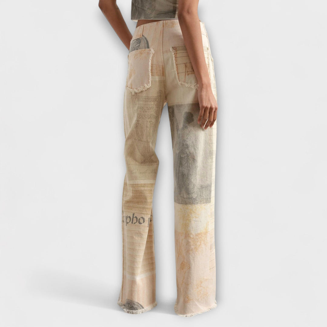 Rhea – Jeans de pierna ancha estampados con un toque vintage