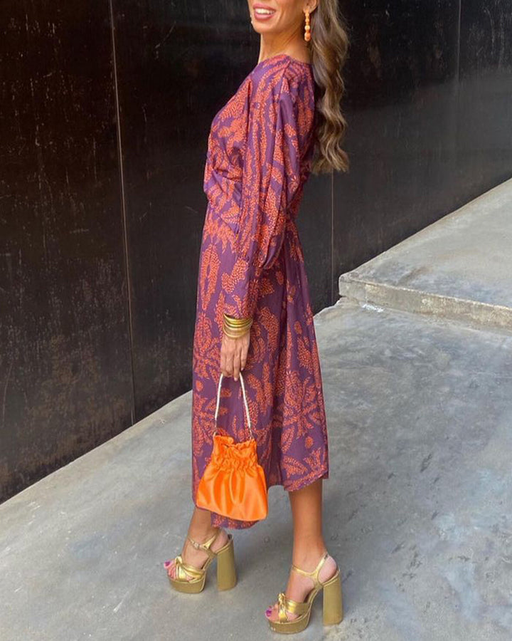 JASMIN | Vestido Midi Elegante con Estampado de Encanto Atemporal