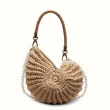 Triana | Bolso Concha con Cadena de Perlas – Arena