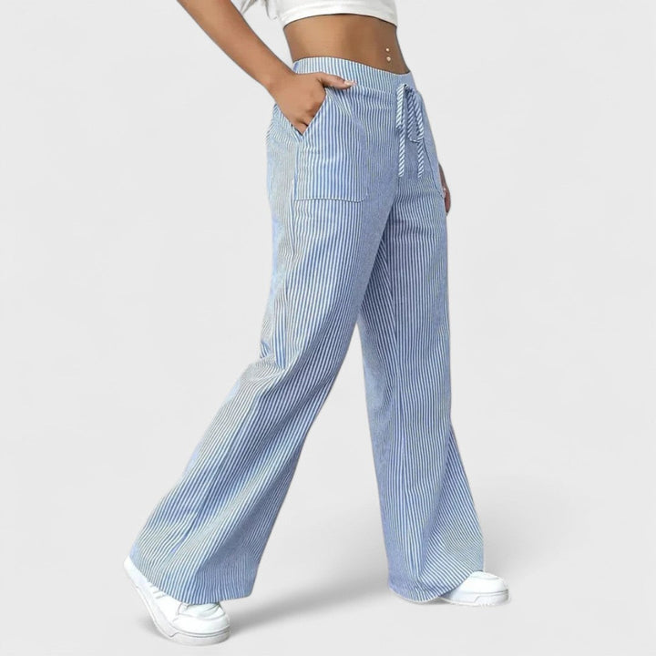 Dominique - Pantalones cómodos y amplios con detalles elegantes