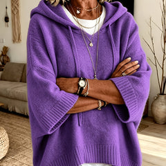 Jersey con capucha y manga ancha en morado oscuro, detalle