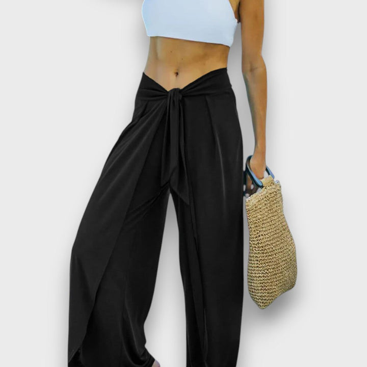 Narella – Pantalones de verano con efecto cruzado y cinturilla para anudar