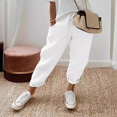 Pantalón Teresa en blanco — tejido ligero de caída suelta