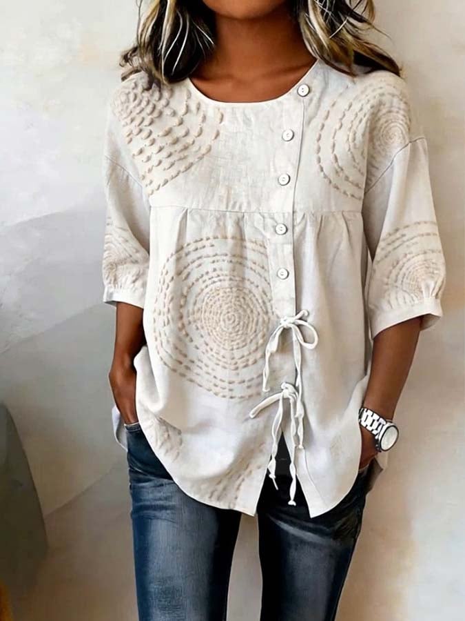 Macarena | Blusa casual con ricami geometrici
