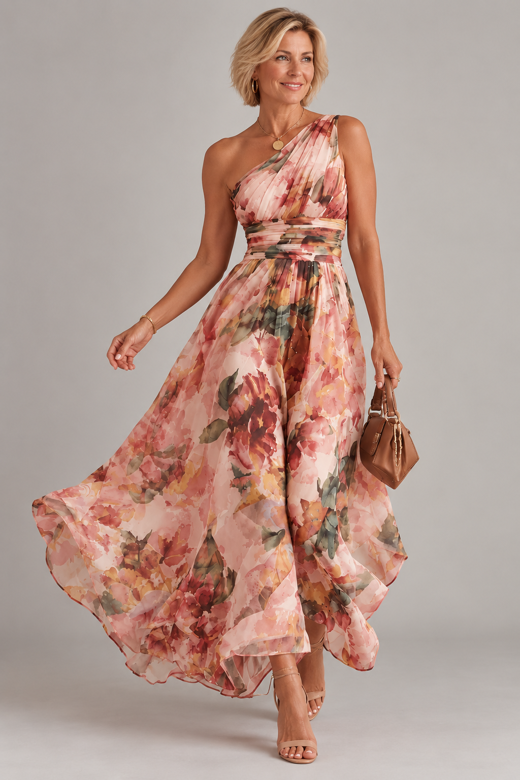 Celeste | Vestido Largo Floral de Un Hombro