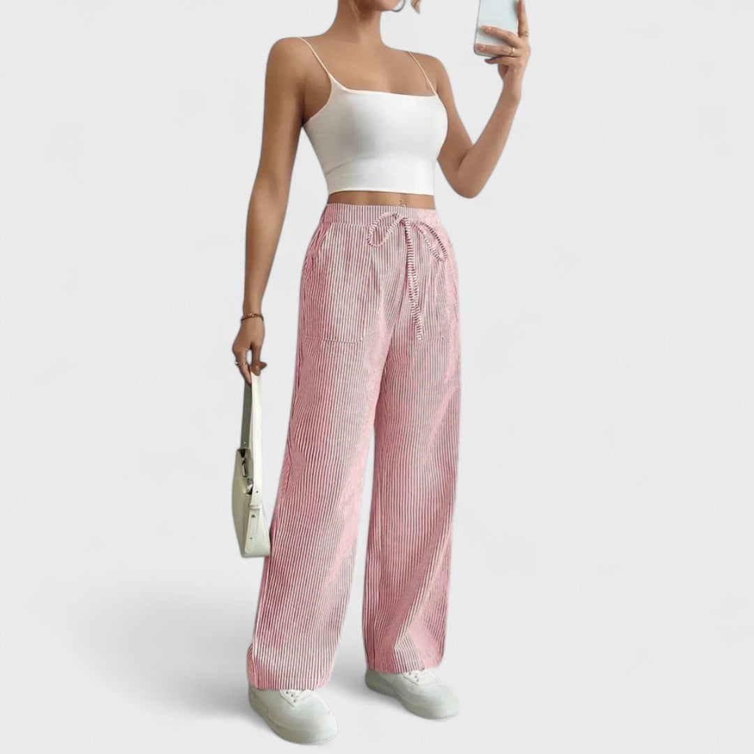 Dominique - Pantalones cómodos y amplios con detalles elegantes