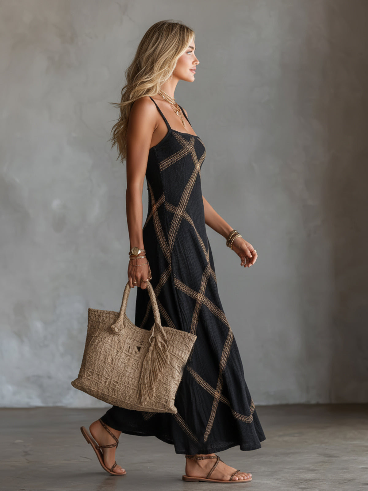 Vittoria vestido maxi geométrico detalle