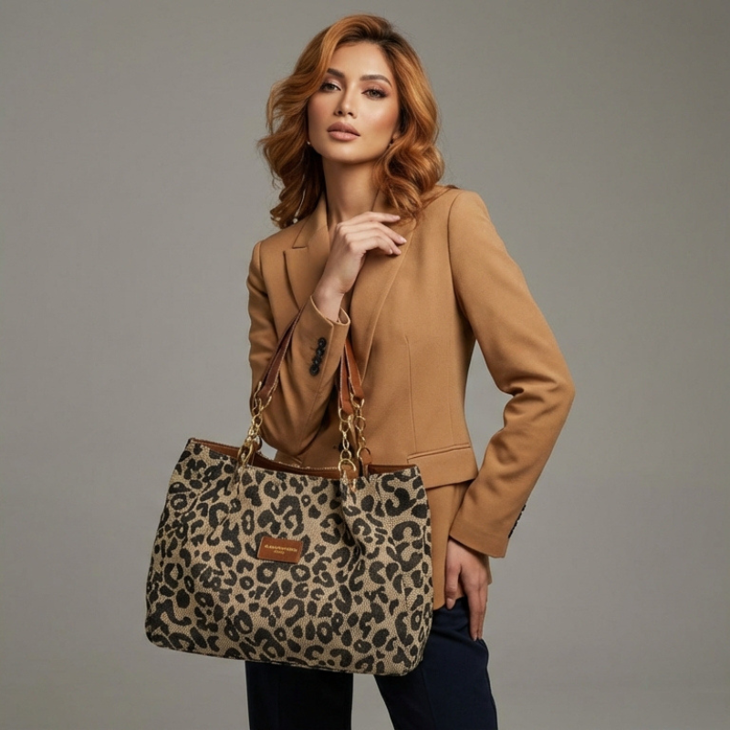 Olivia | Bolso de lona de leopardo