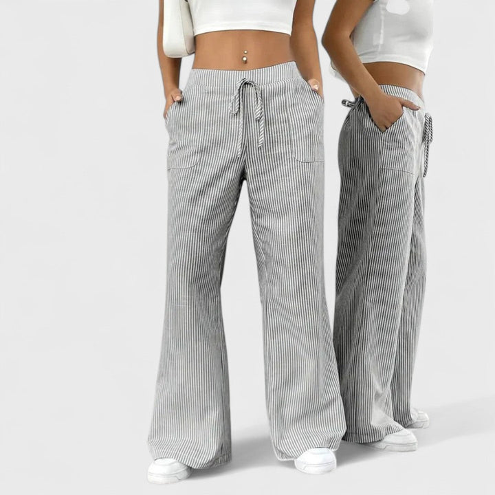 Dominique - Pantalones cómodos y amplios con detalles elegantes