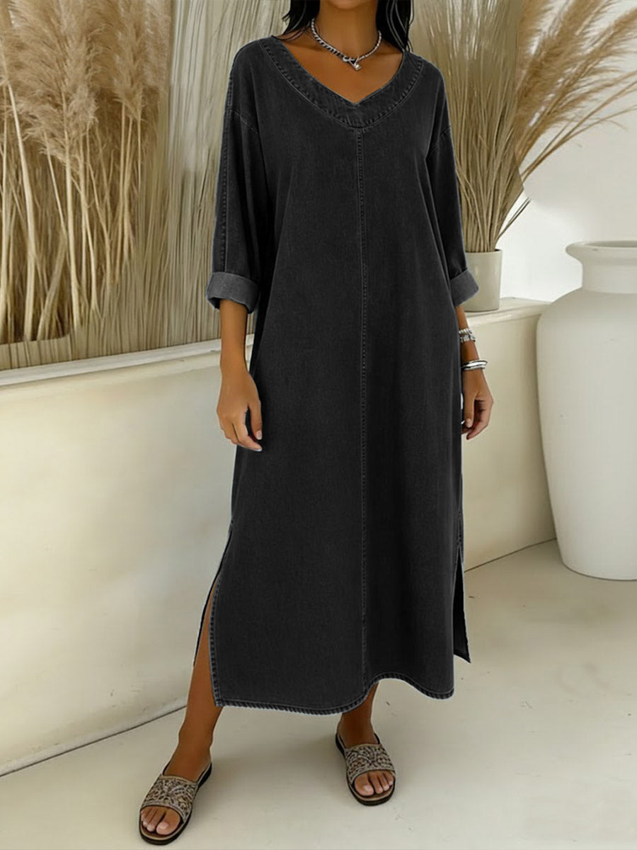 Valeria | Vestido vaquero fluido con escote en V