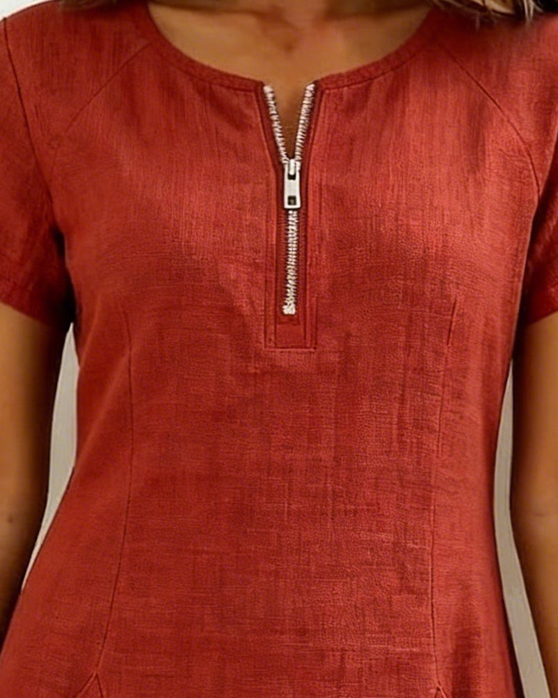 Leliana vestido de algodón y lino detalle