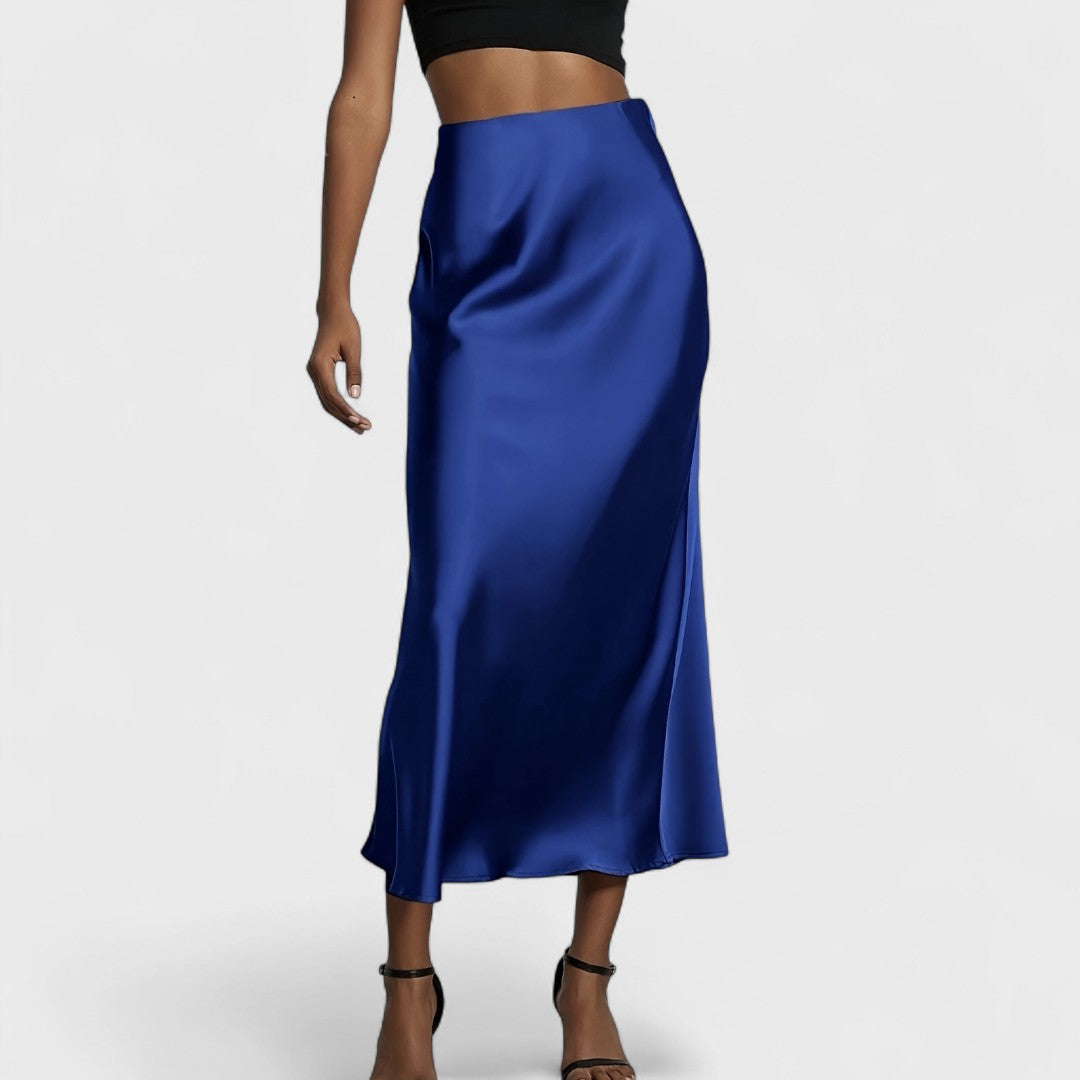 Sasha - Falda Midi de Satén de Cintura Alta para Mujer