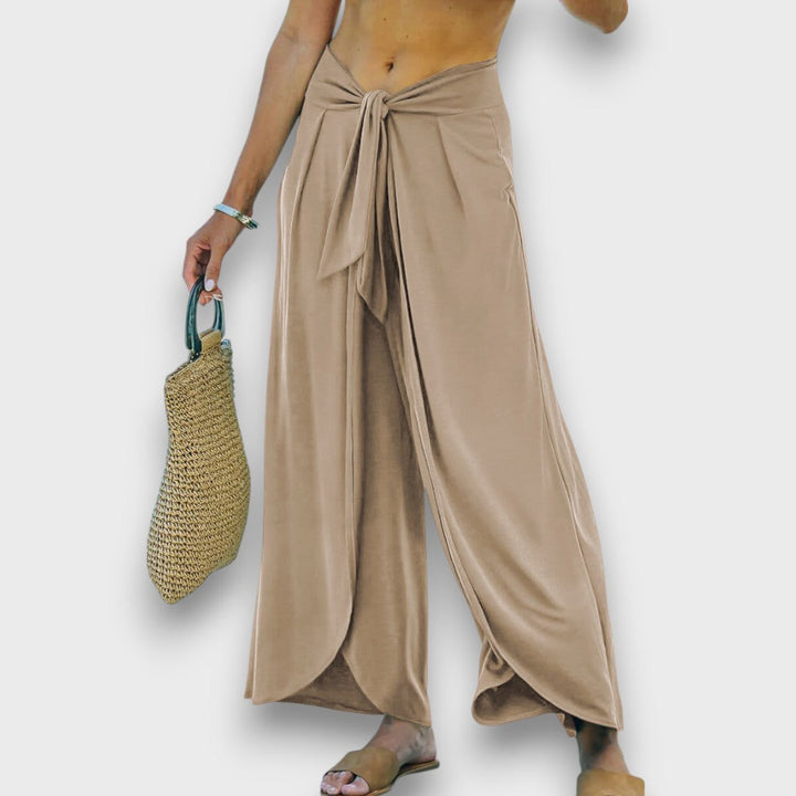 Narella – Pantalones de verano con efecto cruzado y cinturilla para anudar