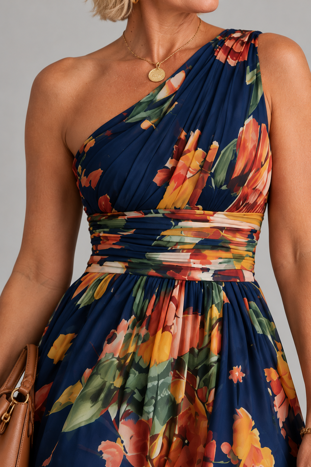 Celeste | Vestido Largo Floral de Un Hombro
