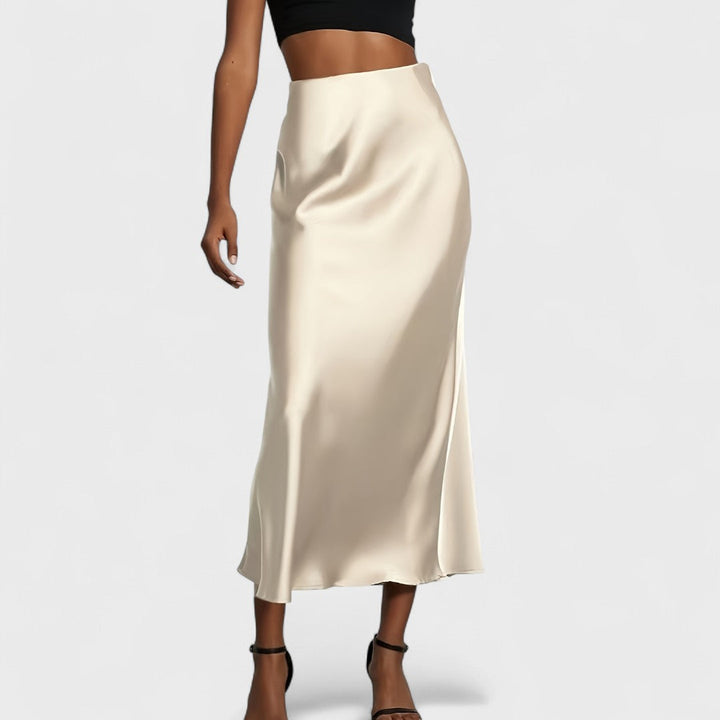 Sasha - Falda Midi de Satén de Cintura Alta para Mujer