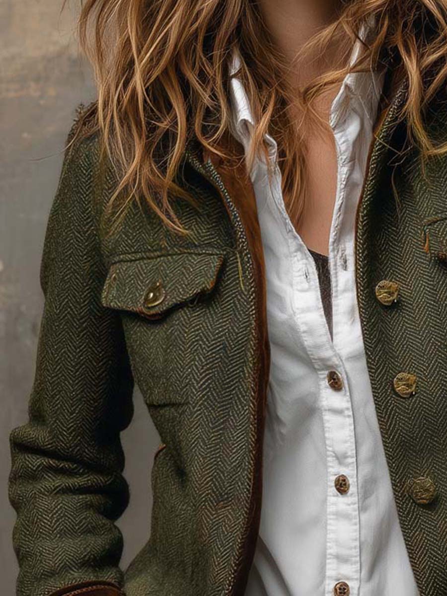Dolores | Blazer de Sarga con Ribete en Contraste