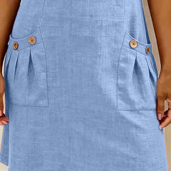 Leliana vestido de algodón y lino detalle