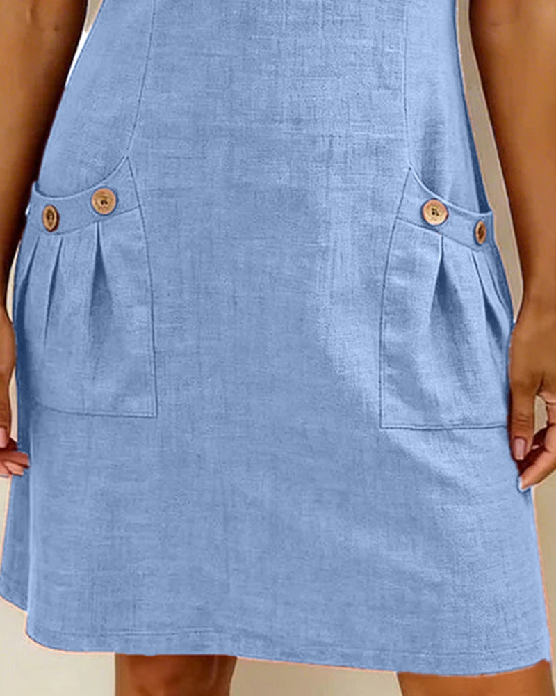 Leliana vestido de algodón y lino detalle