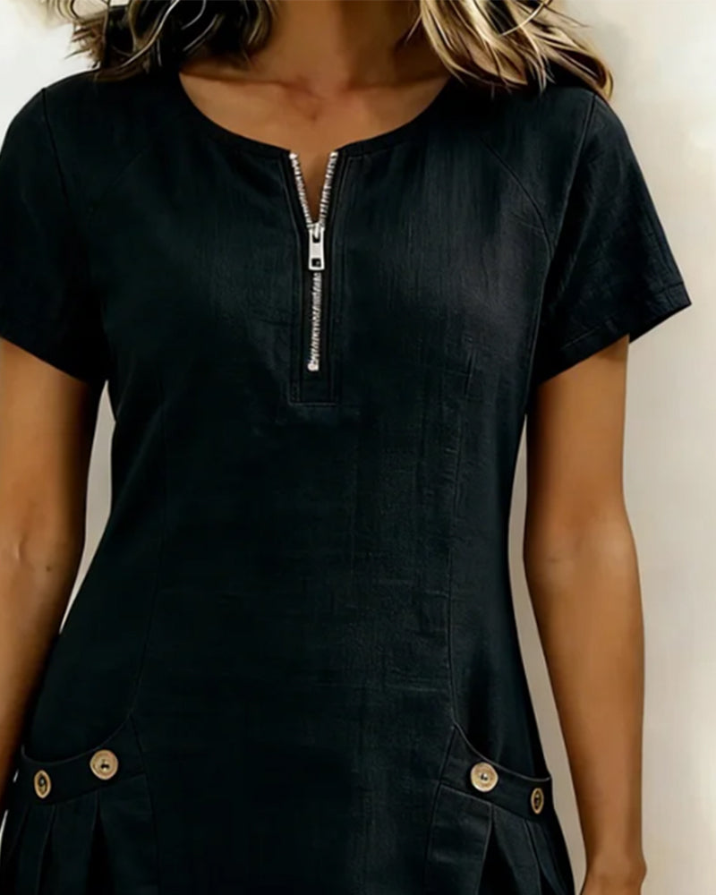 Leliana vestido de algodón y lino detalle