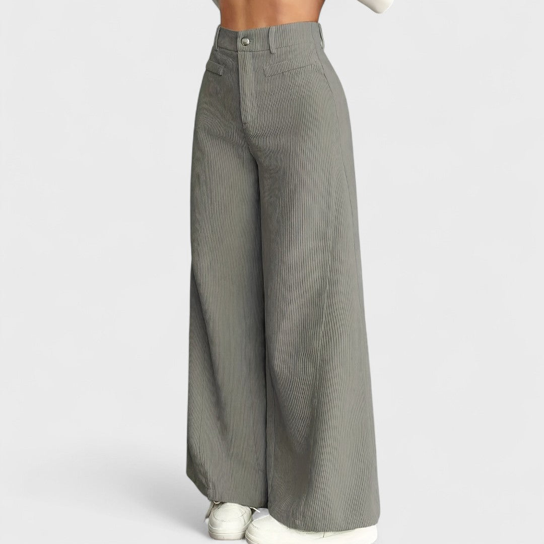 Rida - Pantalones de Mujer de Cintura Alta con Pierna Ancha