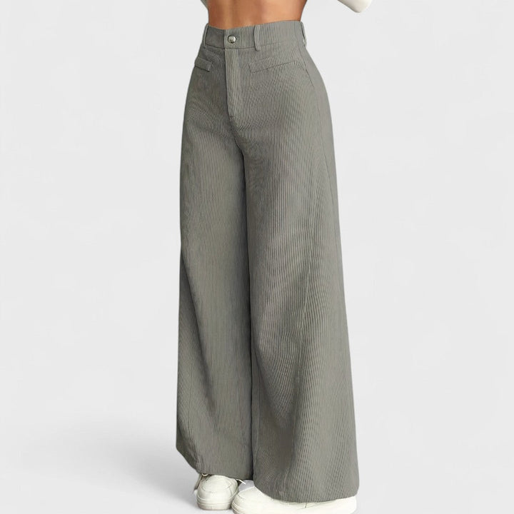 Rida - Pantalones de Mujer de Cintura Alta con Pierna Ancha