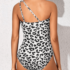 Espalda del bañador Grace en leopardo: dos tirantes finos ajustables sobre la espalda