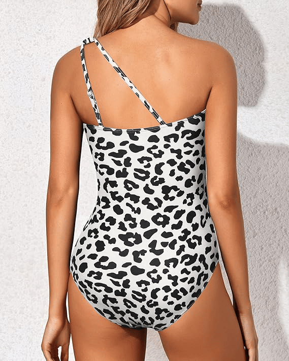 Espalda del bañador Grace en leopardo: dos tirantes finos ajustables sobre la espalda