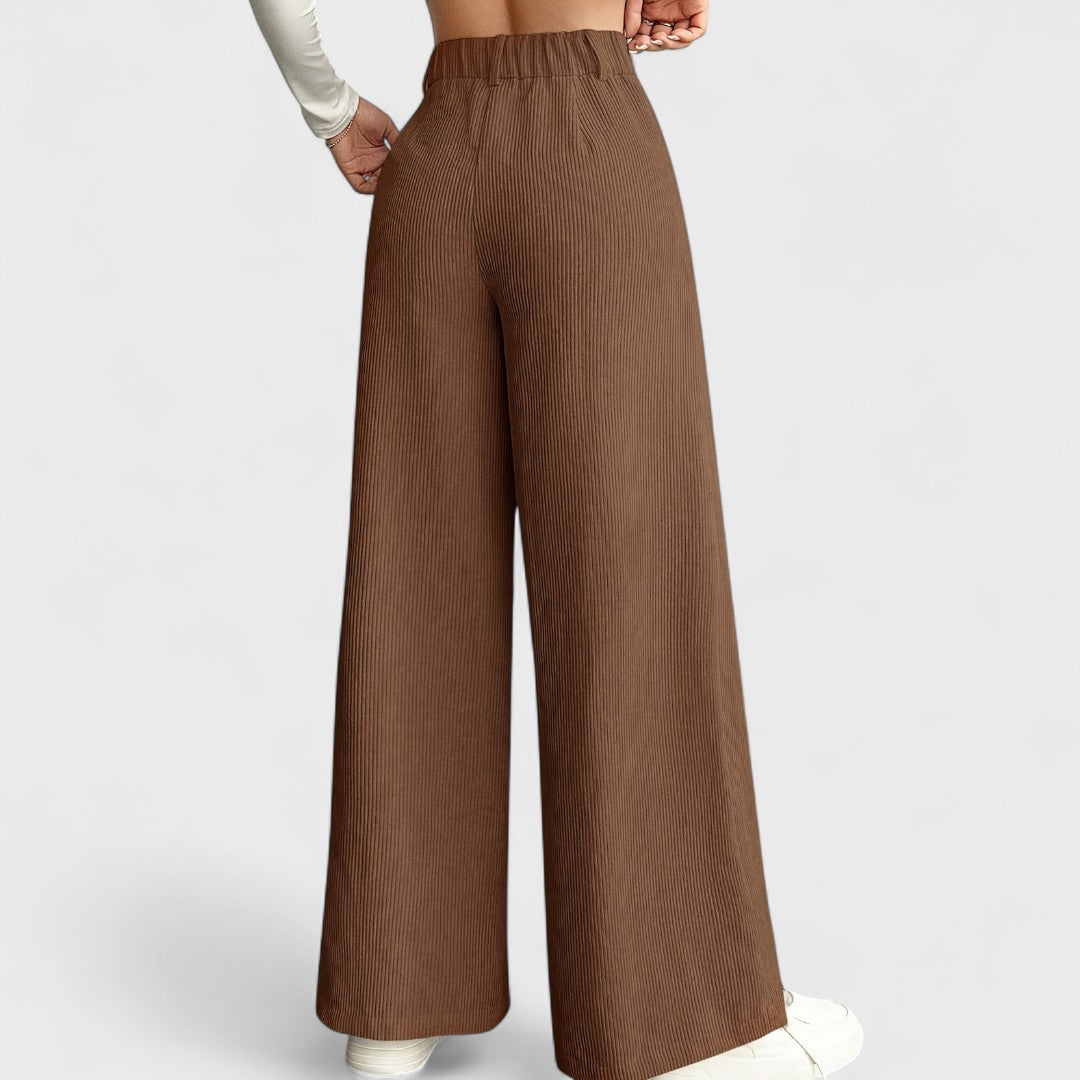Rida - Pantalones de Mujer de Cintura Alta con Pierna Ancha