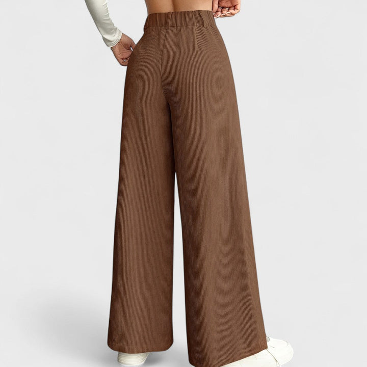 Rida - Pantalones de Mujer de Cintura Alta con Pierna Ancha