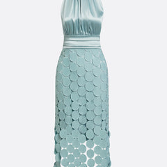 Irene vestido midi de noche detalle apliques