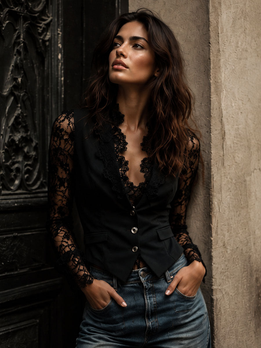 Noemí | Blazer con Mangas Semitransparentes