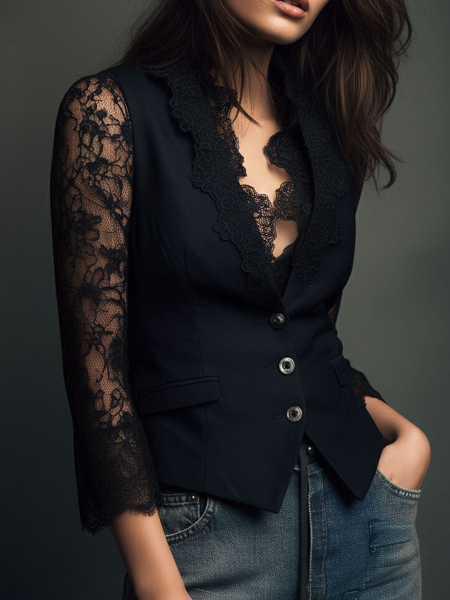 Noemí | Blazer con Mangas Semitransparentes