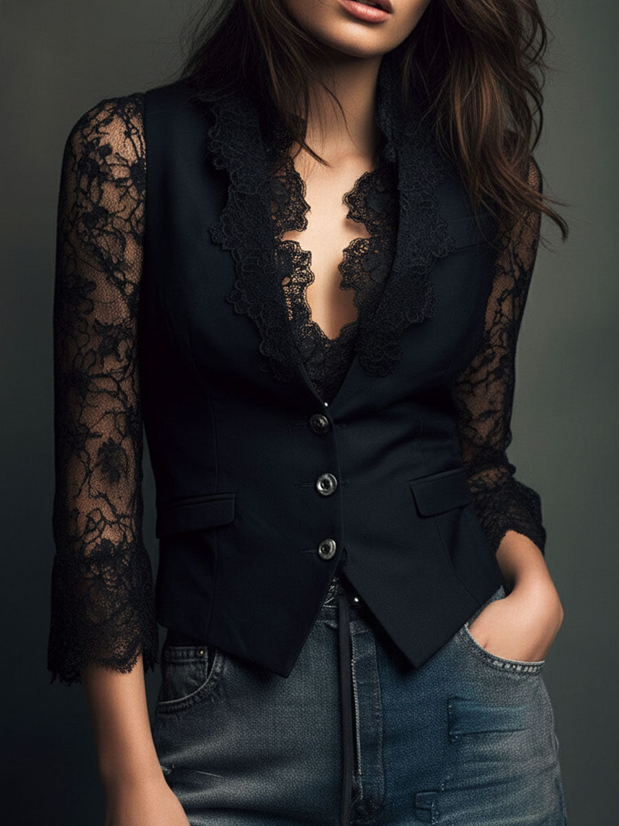 Noemí | Blazer con Mangas Semitransparentes
