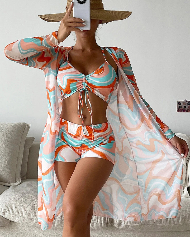 Luna | Conjunto de bikini de 3 piezas con estampado